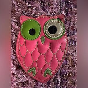 Pink and Green Owl Luggage tag
